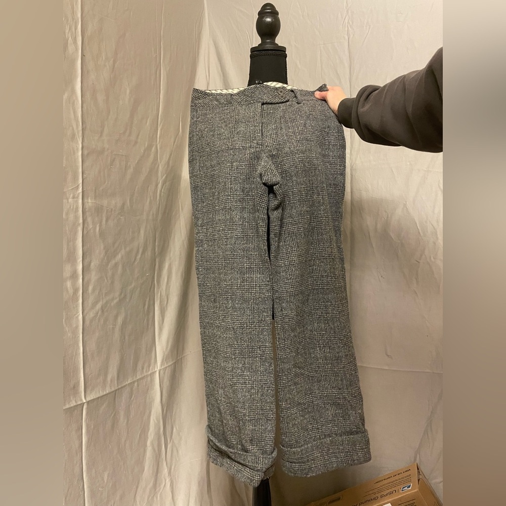 DKNY Women's Gray and Blue Wool Trousers - Picture 1 of 8